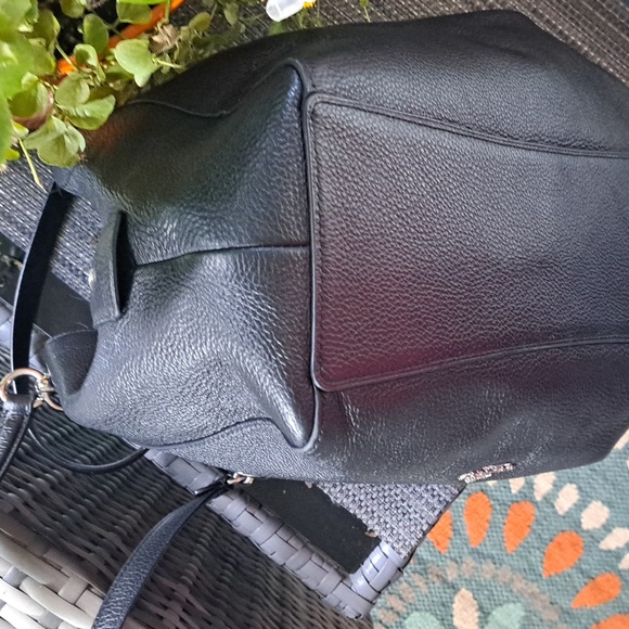 COACH HALLIE Black Leather Shoulder Bag with Gourgous SILVER HARDWARE EXCELLENT - Picture 8 of 11